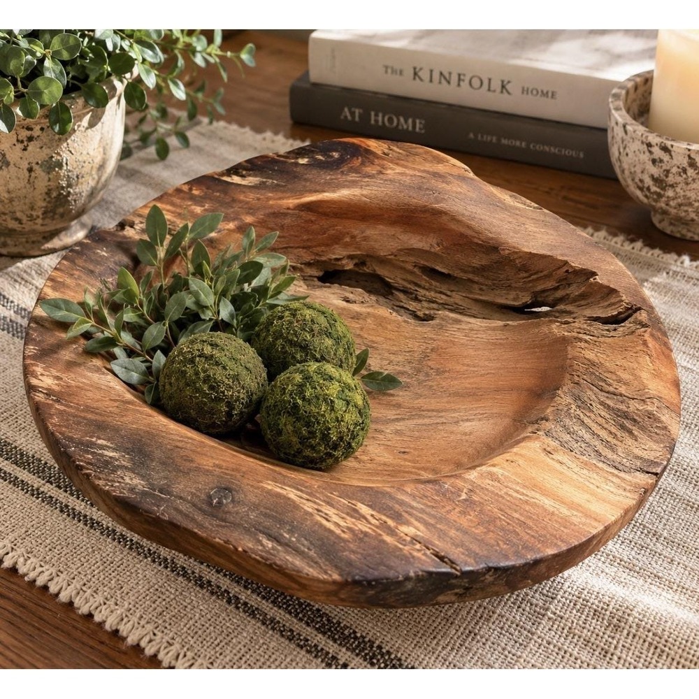 Large Rustic Natural Wood Bowl | Sculptural Root Wood Centerpiece | Boho Farm